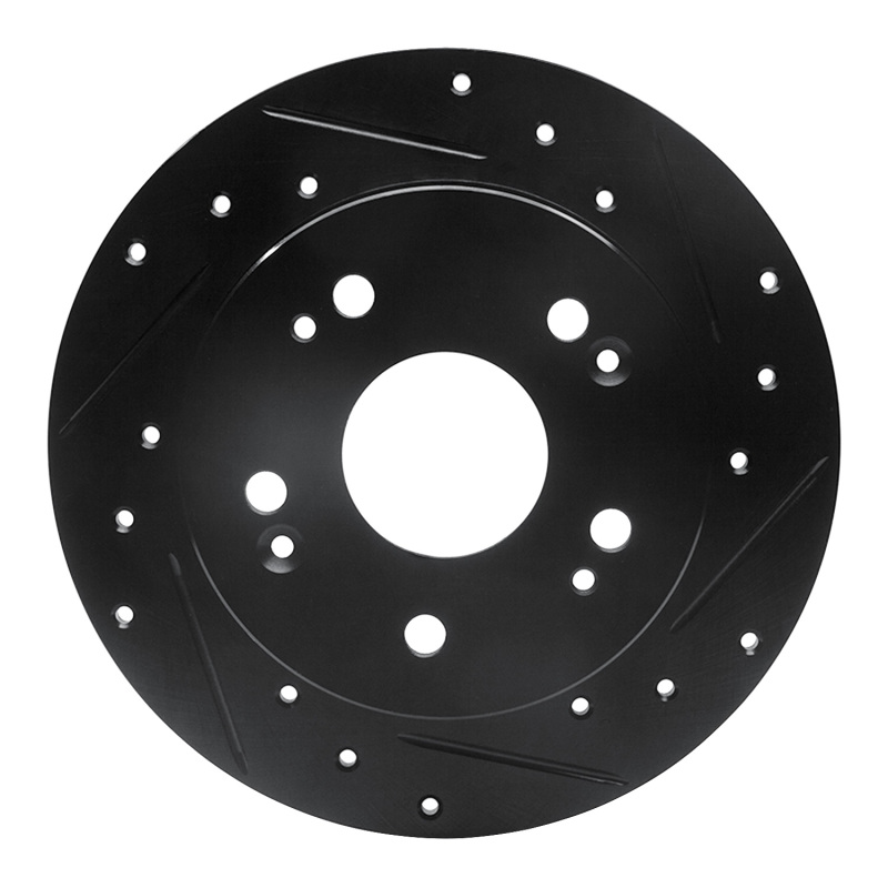 Acura CSX Brake Rotor (1) - Rear Right - R1 Concepts - Drilled & Slotted - Black - `97-`15
